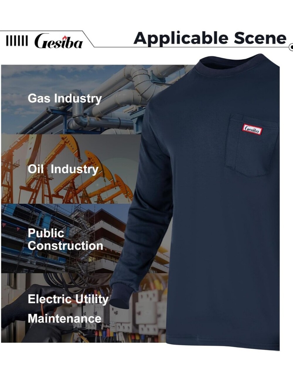 Men’s Long-Sleeve Work Shirt - Navy NEW WITH TAGS